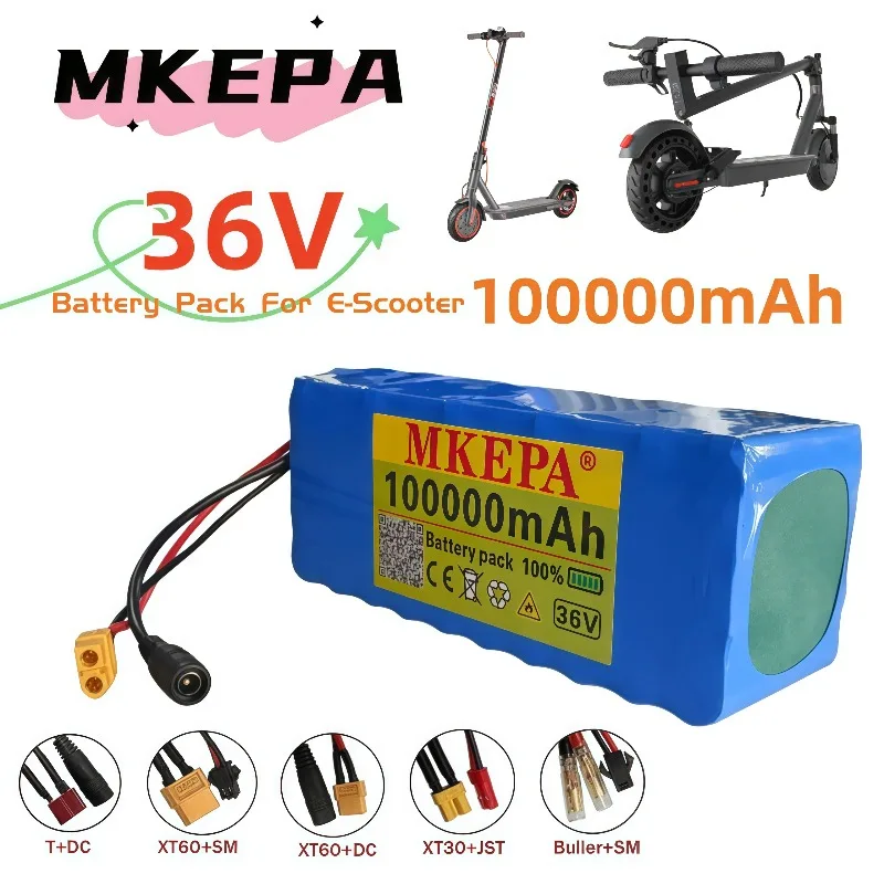 36V Lithium Ion Battery Pack 10S4P 18650 100000mAh 100Ah Scooter Replacement Battery