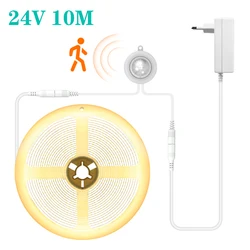 24V 10M Inteligentny czujnik ruchu PIR COB LED Strip Light Elastyczna diodowa taśma świetlna do majsterkowania Kuchnia Świąteczne podświetlenie Lamp Decor