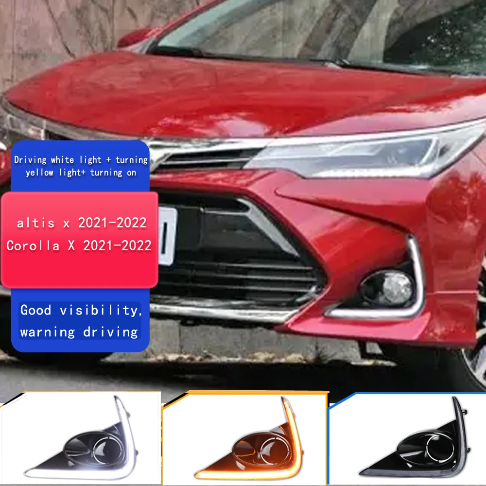 

СВЕТОДИОДНЫЙ DRL для Toyota Corolla X 2021 2022 фары Противотуманные фары плавные желтые указатели поворота водонепроницаемые 12 В Противотуманные фары украшение