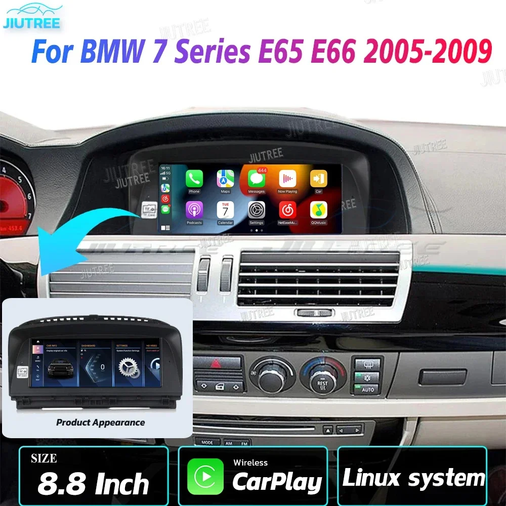 Car Radio CarPlay Android Auto Multimedia Player for BMW 7 Series E65 E66 2005-2009 GPS Navigation WIFI 4G LTE Stereo Screen