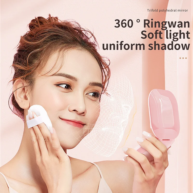 

Portable Dual-Sided LED Makeup Mirror with Light Rechargeable Decorative Folding Compact Mirror for On-the-Go Beauty Essentials