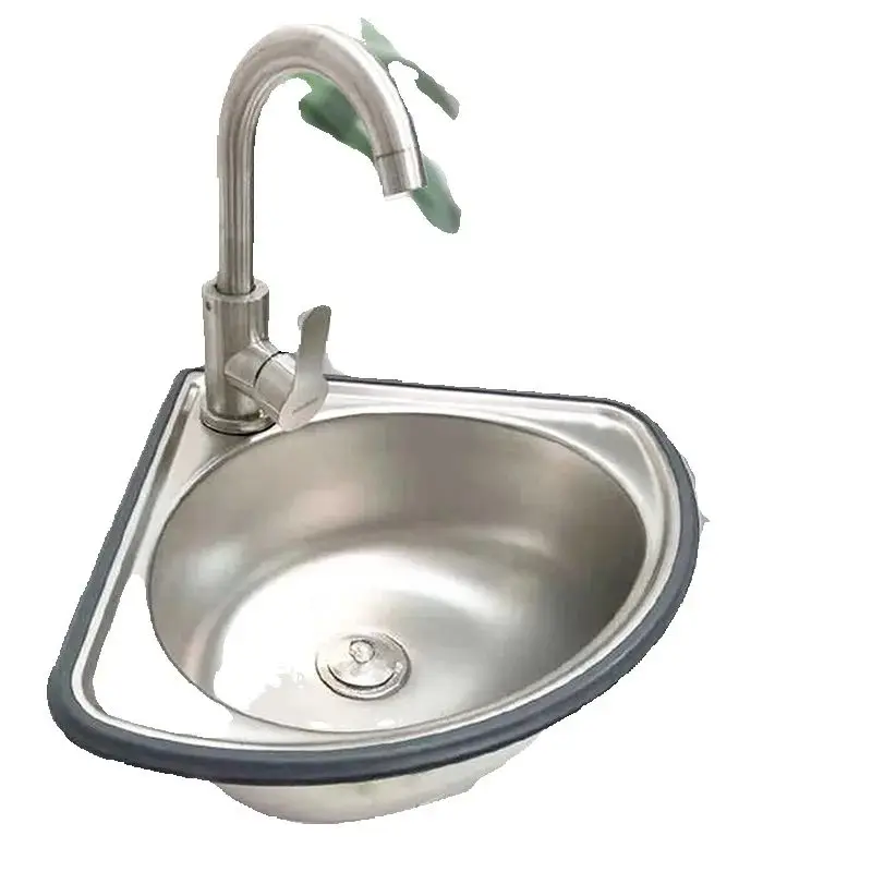 {CCA10} Triangle Kitchen Sink Stainless Steel Bathroom Basins Camper Vegetable Corner Motorhome Bar Steel Small Single Bowl Drop