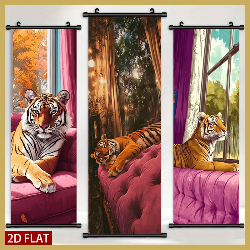 

2D/FLAT-3 шт. Элегантные пластиковые настенные панно с изображением тигра, высококачественная печать, современный стиль, декор для стен