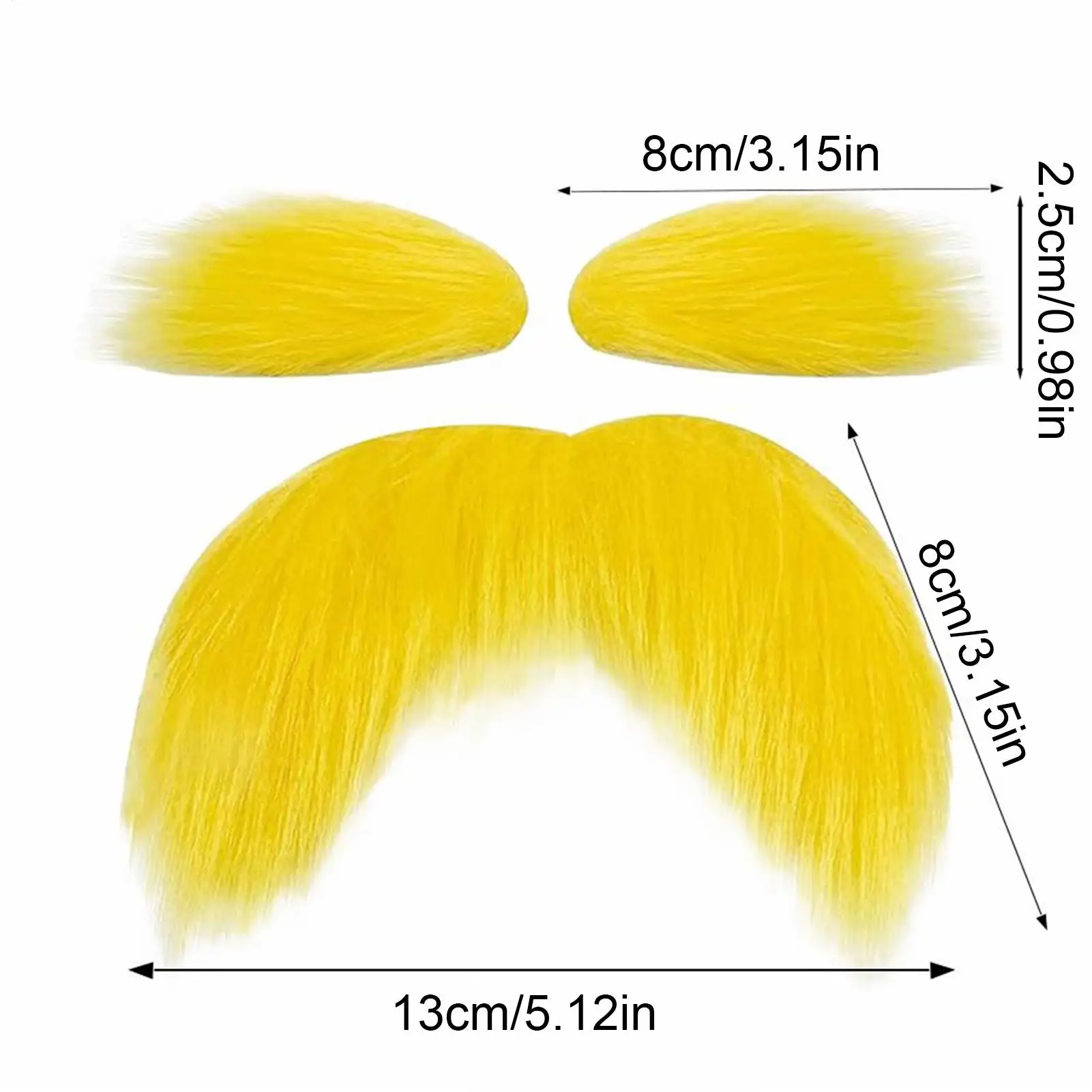 Set baffi e sopracciglia gialli Baffi per barba autoadesivi Accessori per costumi cosplay di Halloween per bambini adulti