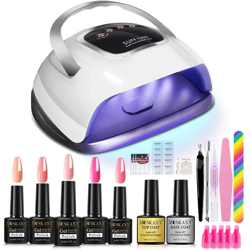 Manicure Set With 70W/45W Drying UV LED Lamp Nail Tool Kit For Beginner Semi-Permanent Varnish Nail Polish Set