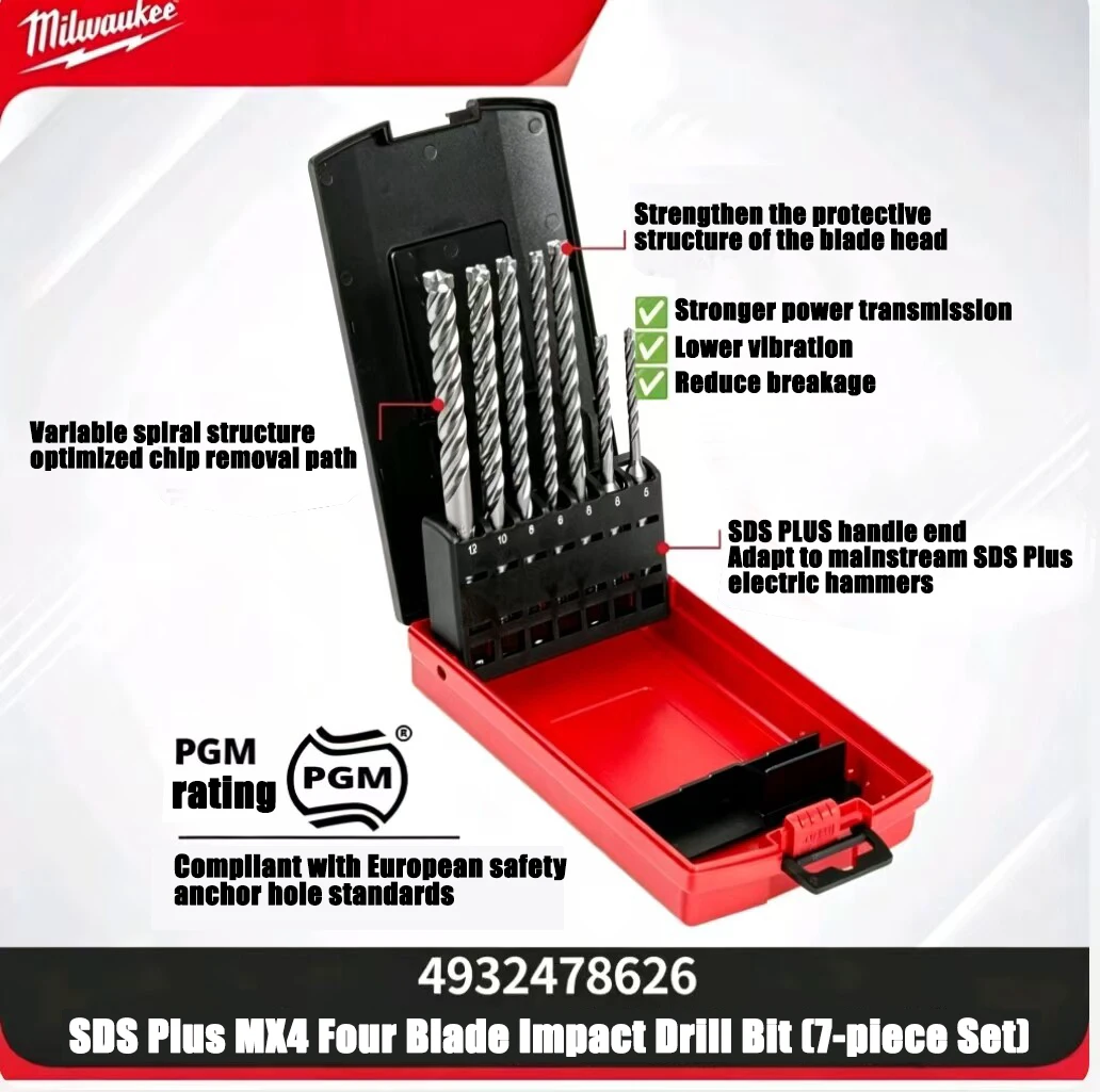 Milwaukee 7-teiliges Bohrer-Set aus legiertem Stahl, Schlagbohrmaschine, Zubehör für Elektrowerkzeuge4932478626 (G3) – Detail 2
