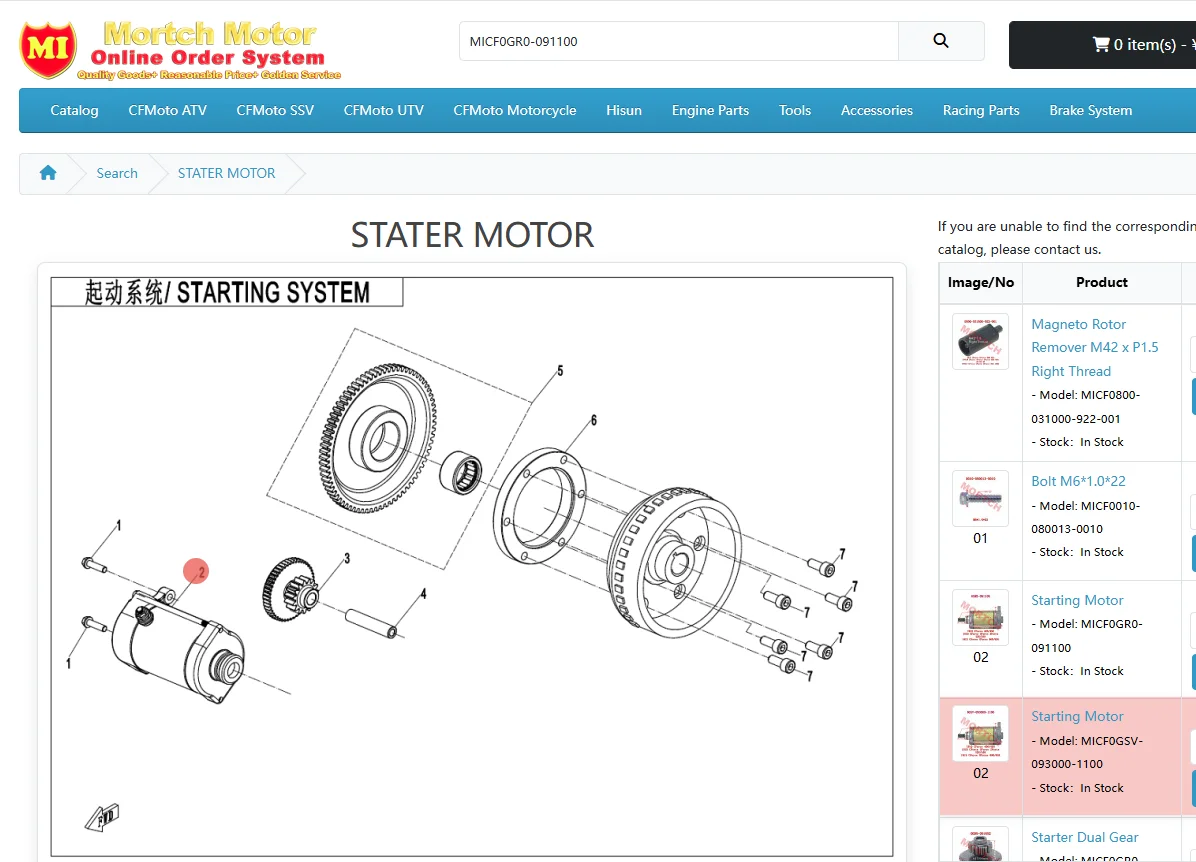 Starter Motor for CFmoto CForce 400L 450L 520L 550L 625 CF Moto 500cc ZFORCE UFORCE 500 600 ATV UTV 0GSV-093000-1100