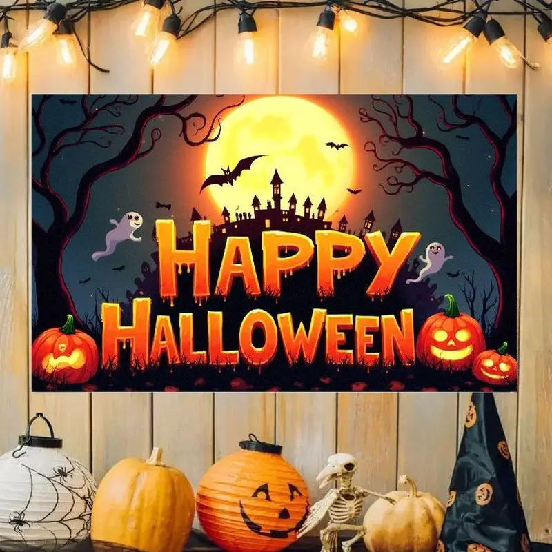 VIKAMA Halloween Tapestry Happy Halloween Cartoon Ghost Background Wallpaper Suitable for Party Children's Room Decoration