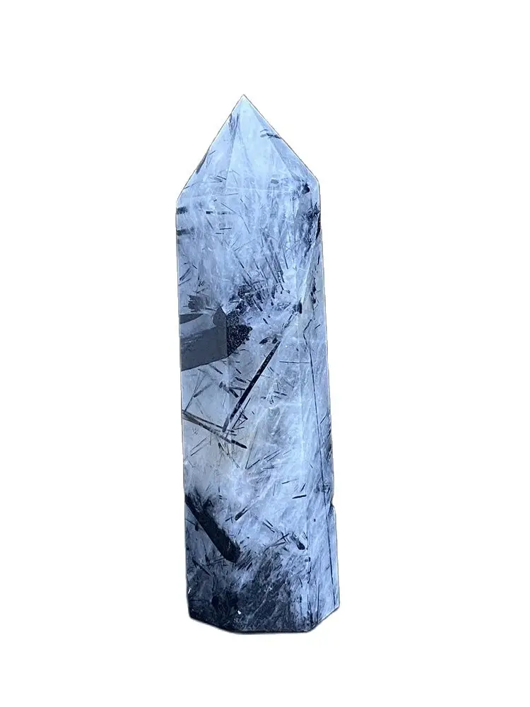 Natural Crystal Black Tourmaline Quartz Point Crystal Tower Healing Stone Hexagonal Obelisk Feng Shui Aura Ornaments Home Decora