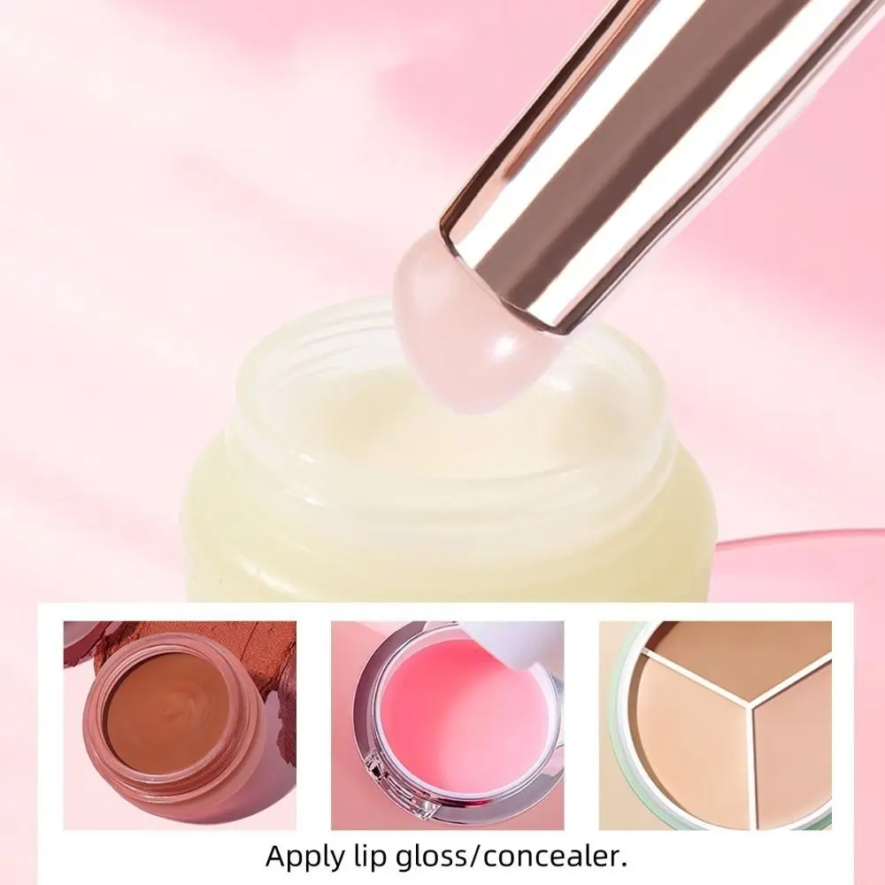 Round Head Silicone Lip Brush with Cover Lipstick Brush No Broken Angled Concealer Brush Lip Gloss Dustproof