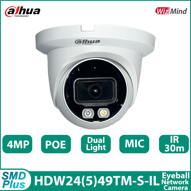 Dahua IPC-HDW2449TM-S-IL 4MP 5MP Smart Dual Light IP Camera WizSense SMDplus Full Color Night Vision 30M Surveillance Camera