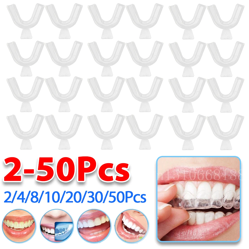 50-2Pcs Mouth Guard Mouth Tray Stop Teeth Grinding Bruxism Teeth Whitening EVA Silicone Sports Boxing Tooth Protector Retainer