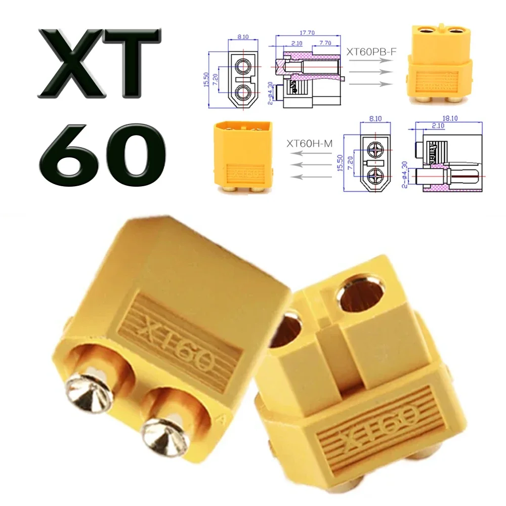 

Amass XT60 XT-60 Male Female Bullet Connectors Plugs Yellow Black Blue For RC Lipo Battery(5pair/10pair/50pairs)