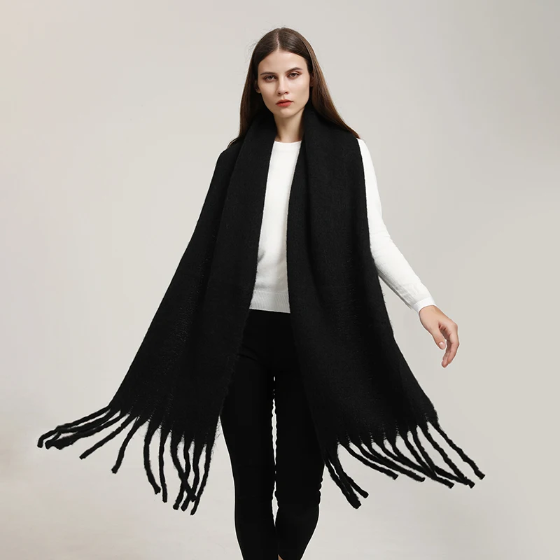 Winter Solid Color Tassels Cashmere Scarf Keep Warm Woman Pashmina Shawl Ladies Fashion Long Scarves Wraps Wholesale 210*30cm