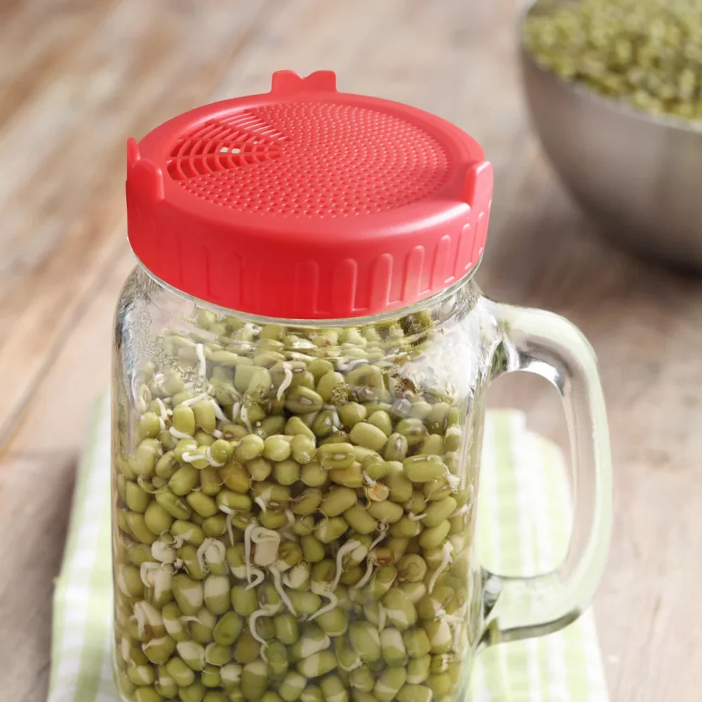 1-4PCS Safe Seeds Planting Sprouting Lid Bottles Mesh Cover for Wide-mouthed Mason Jar Food Grade Mesh Sprout Cover Kit