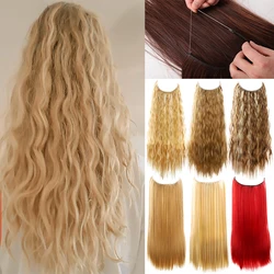 Difei Synthetische Keine Clip Natürliche Haar Extensions Perücke Weiblichen Künstliche Extensions Halo Für Frauen Lange Wellenförmige Haarteil