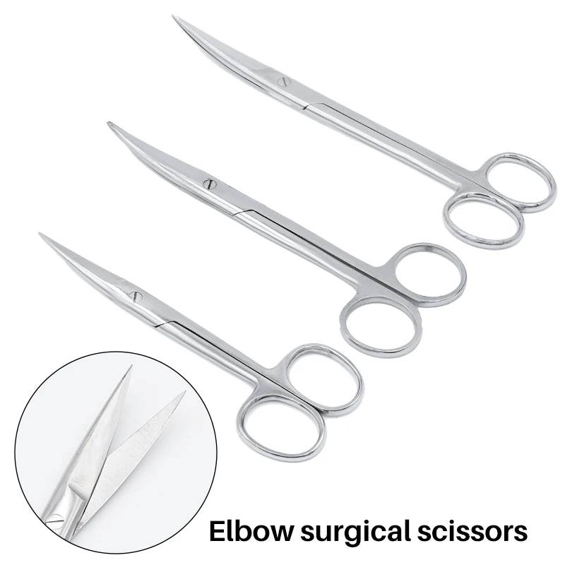 14/16/18cm Medical Surgical Scissors Steel Tools Straight Curved Tip Head Professional Vet Accessories Tools Equipment