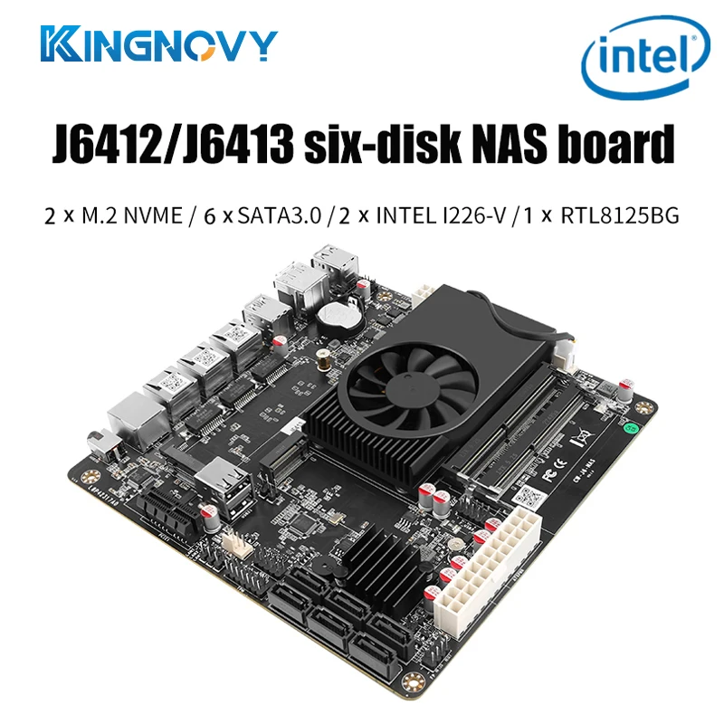 NAS 마더보드 셀러론 미니 ITX 소프트 라우터, J6413 J6412 2 * 인텔 i226-V 1 * RTL8125BG 2.5G LAN 2 * NVMe 6 * SATA3.0 2 * DDR4 1 * PCIe