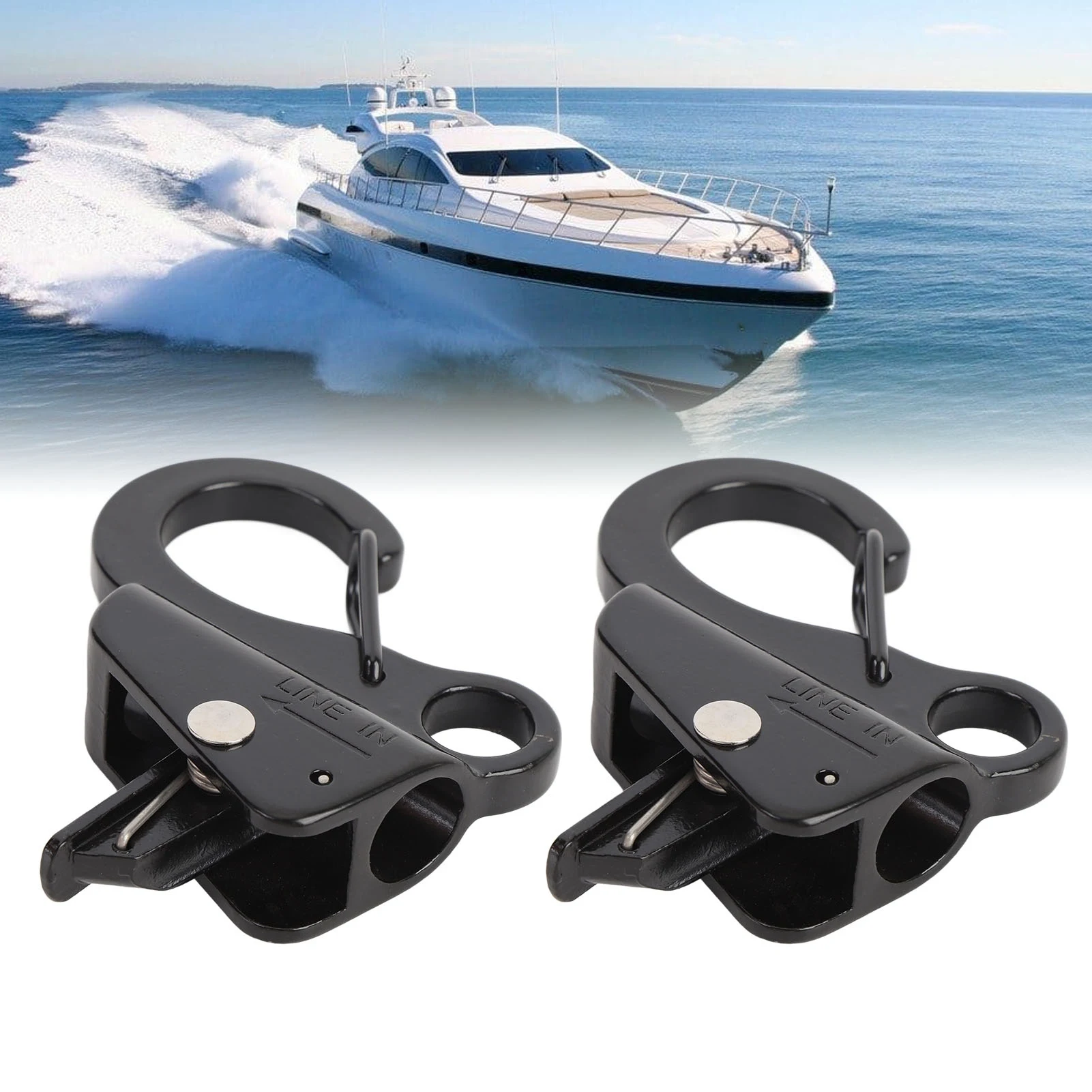 Boat Mudguard Clip OEM Replacement 2Pcs Quick Release Stainless Bumper Hangers for 3/8‑5/8In Rope Black
