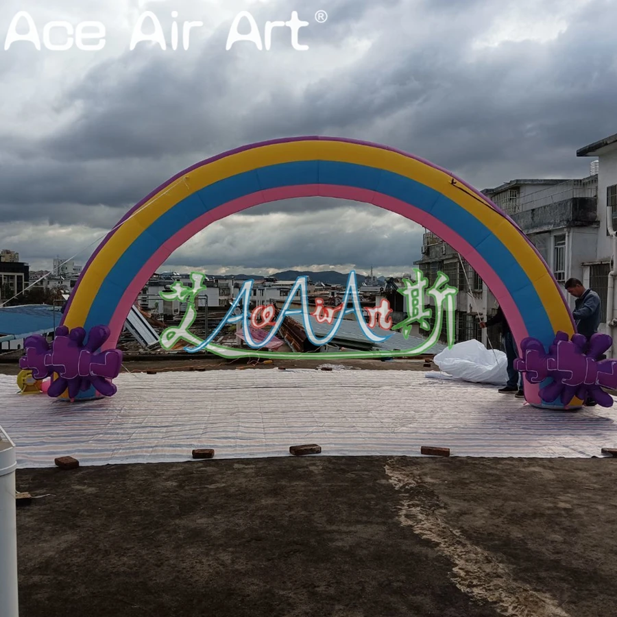 Entrada inflável inflável da porta do arco do arco do arco-íris de 6.4x3.2m para a decoração interna exterior do festival da festa