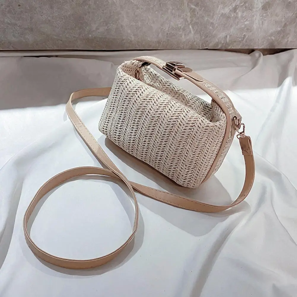 Casual Straw Tote Stylish Women's Straw Braided Handbag with Adjustable Strap Large Capacity for Commuting Traveling Everyday