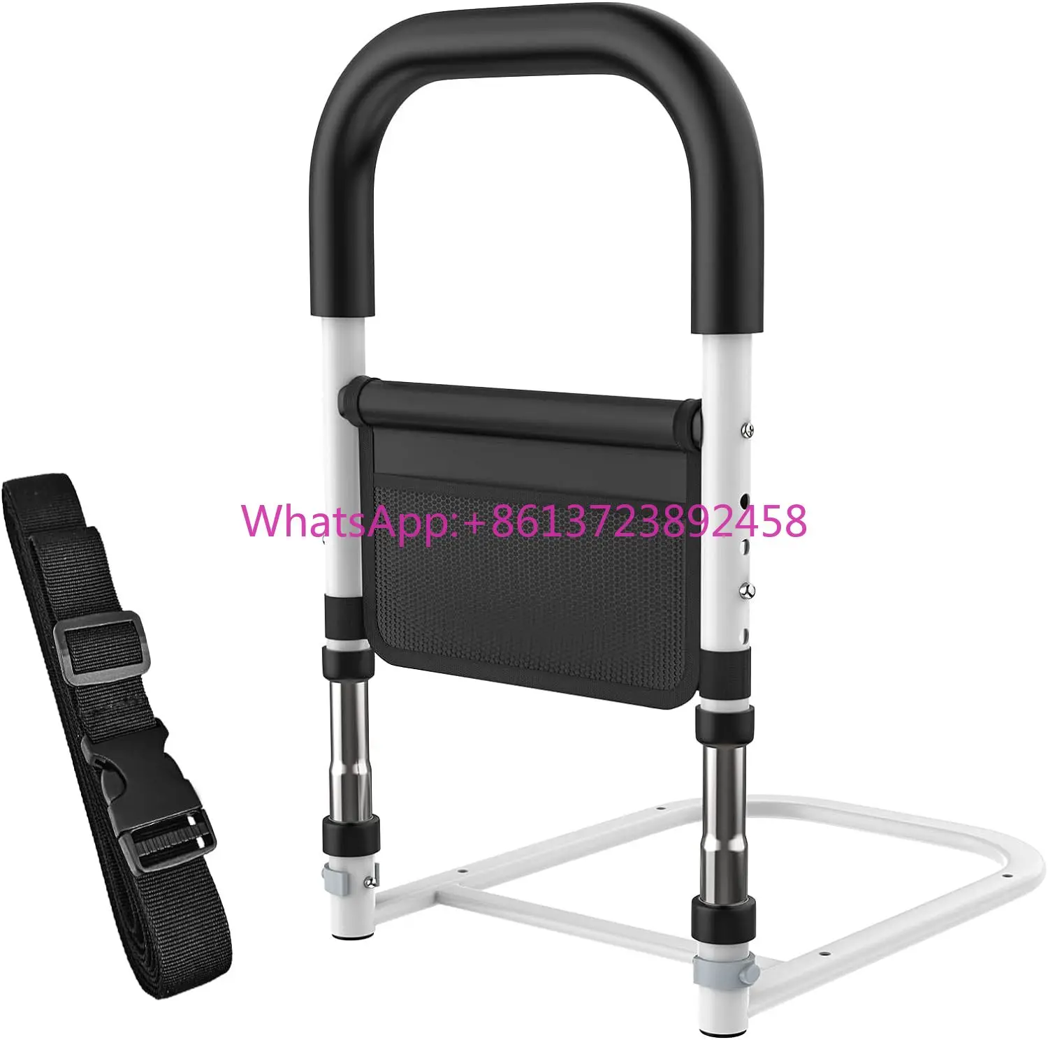 Senior Bed Safety Rail, Medical Bed Assist Grab Bar Storage Pocket, Bedside Fall Prevention Mobility Aid, Hand Guard Bar Handles