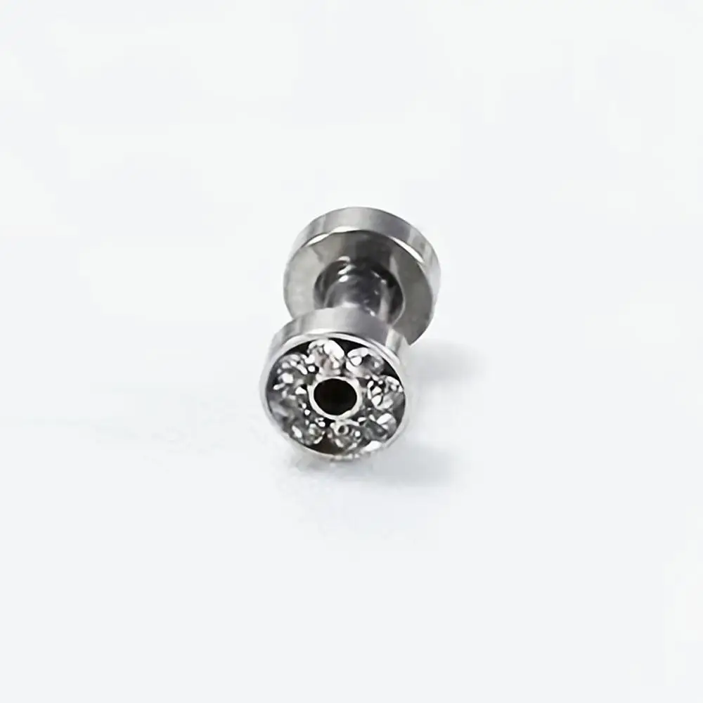 1Pcs Stainless Steel Ear Tunnels Cubic Zircon Earrings Flesh Plugs for Ear Brass Hollow Plugs and Tunnels Piercings Stretcher view 6