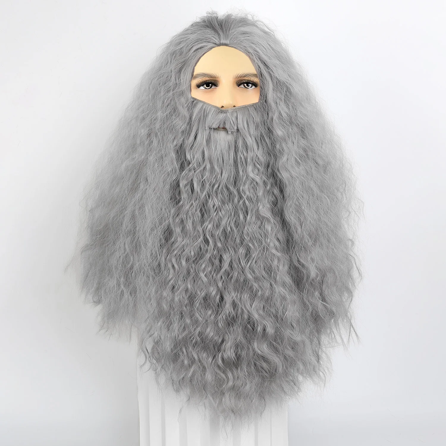 

Istari Gandalf Movie Role-Playing Wig Cosplay Wig Anime Male Long grey synthetic Wig with beard Halloween Cos Fantasy Film Wigs