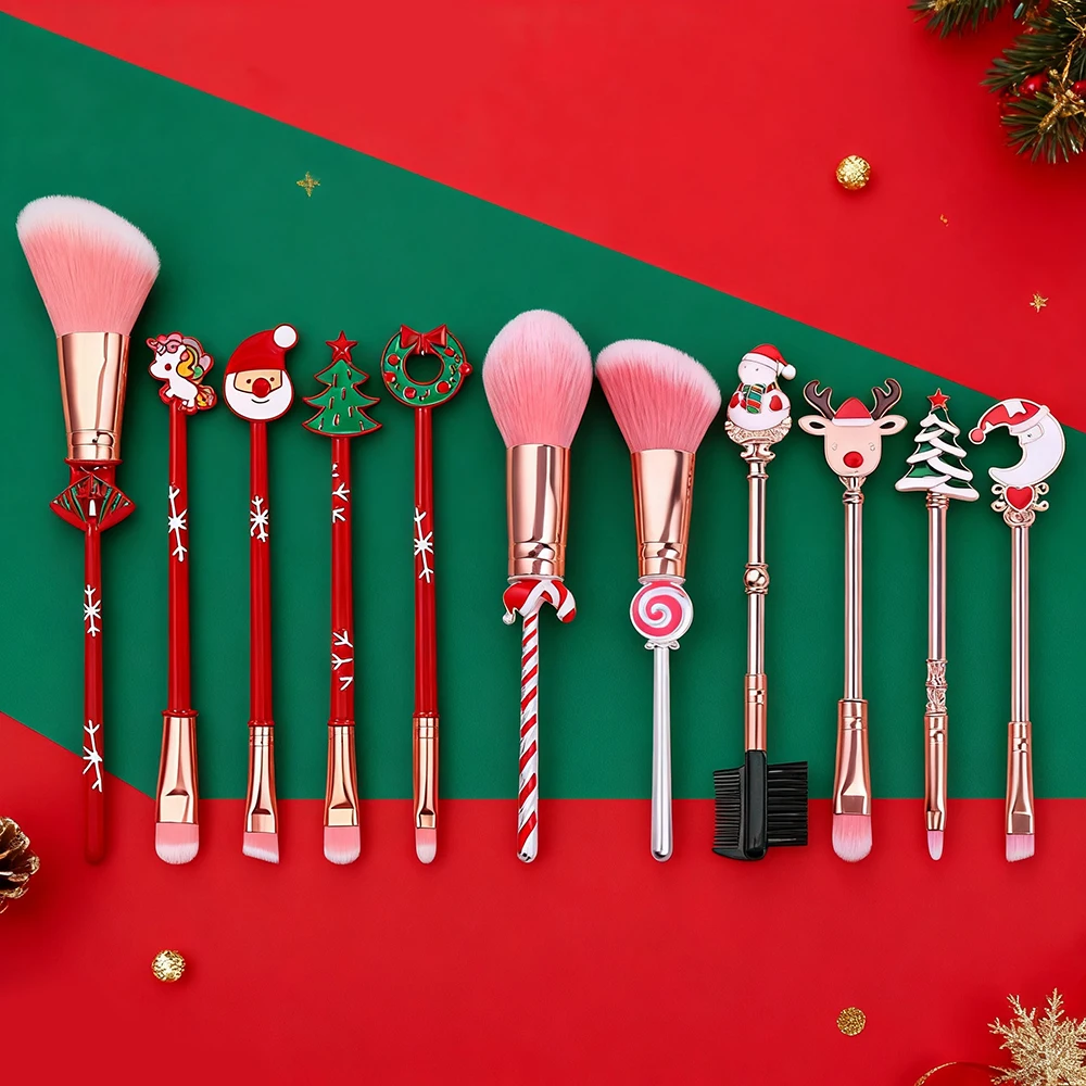 크리스마스 시리즈 메이크업 브러쉬, 창의적인 디자인, 캔디 크리스마스 트리 아이섀도우 브러쉬, 크리스마스 볼 특별 메이크업 도구