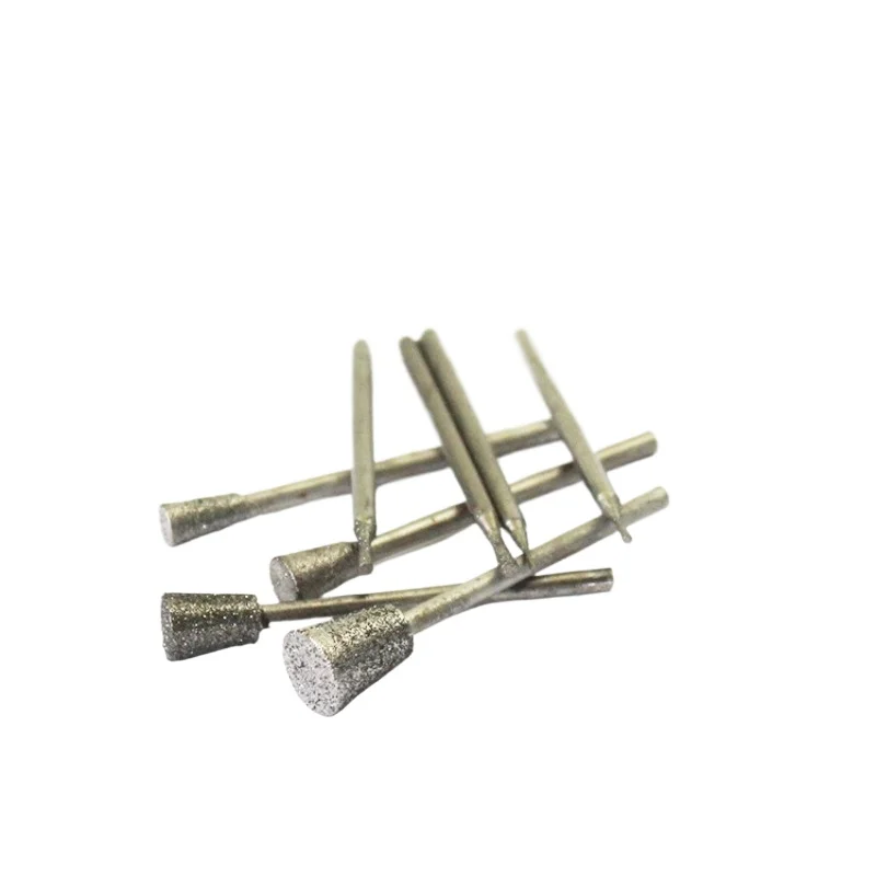 2.35mm Shank Diamond Flared Grinding Burr Set, Emery Carving Bits for Jade Agate Stone Polishing Trimming