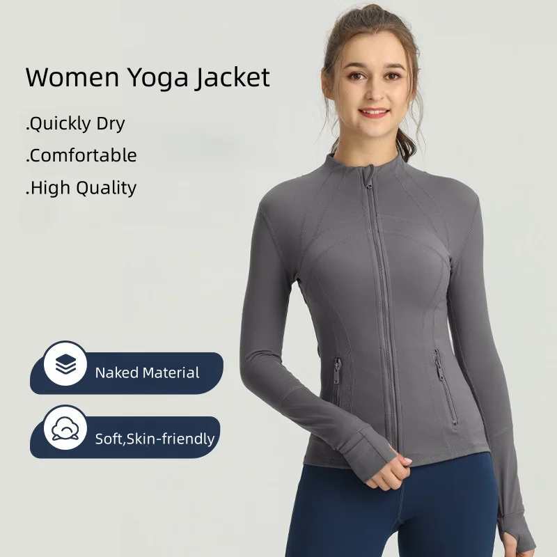 Women Running Jackets Athletic Workout Fitness Jacket Track Full Zip Up Gym Tops Slim Fit Yoga Shirt Long Sleeve Sports Coats