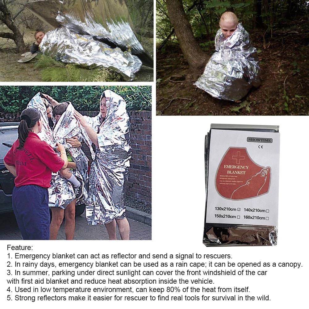 130x210cm Gigantic Space Blanket Retain Body Heat Emergency Thermal Blanket Perfect for Hiking Marathons