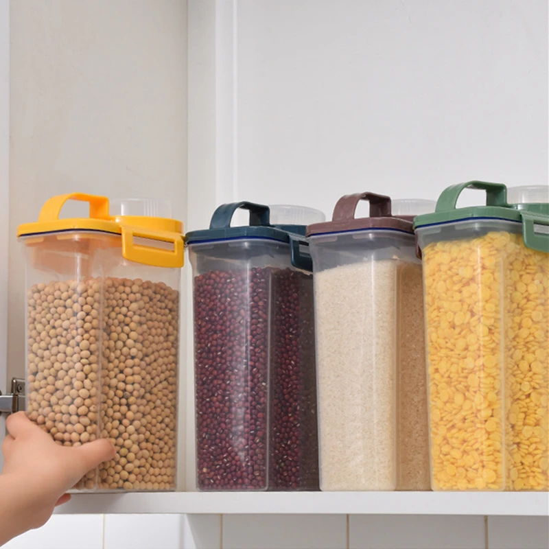 

Food Grains Dispenser Sealed Storage Box Jar for Bulk Insect-Proof Rice Bucket Tanks Kitchen Snacks Pasta Organizer Container