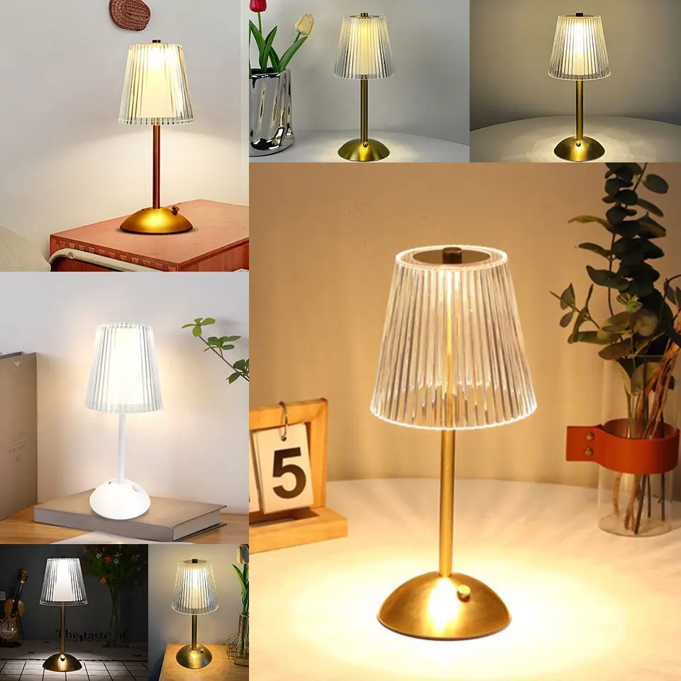 Alloy Touch Sensor LED Table Lamp Rechargeable Desk Lamp 3 Colors Adjustable Bedside Light Decorative Lamps Restaurant Hotel Bar