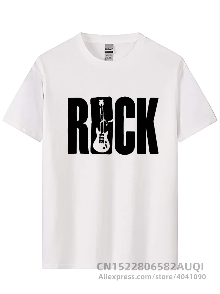 New Streetwear maglietta a maniche corte con scollo a o da uomo ROCK chitarre musica Pirnt T-Shirt Hip Hop Rock'n'roll Tees top Harajuku