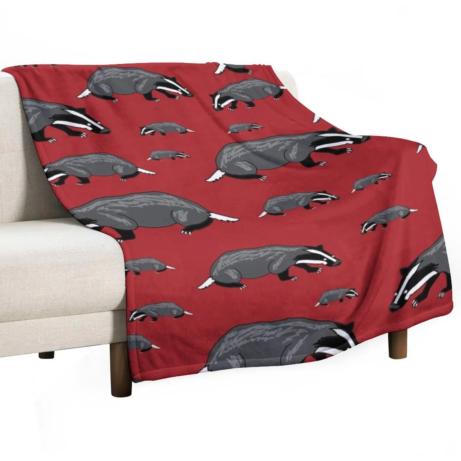 Save The Badgers Red Cartoon Throw Blanket Comforter Sofa Quilt Multi-Purpose Blankets