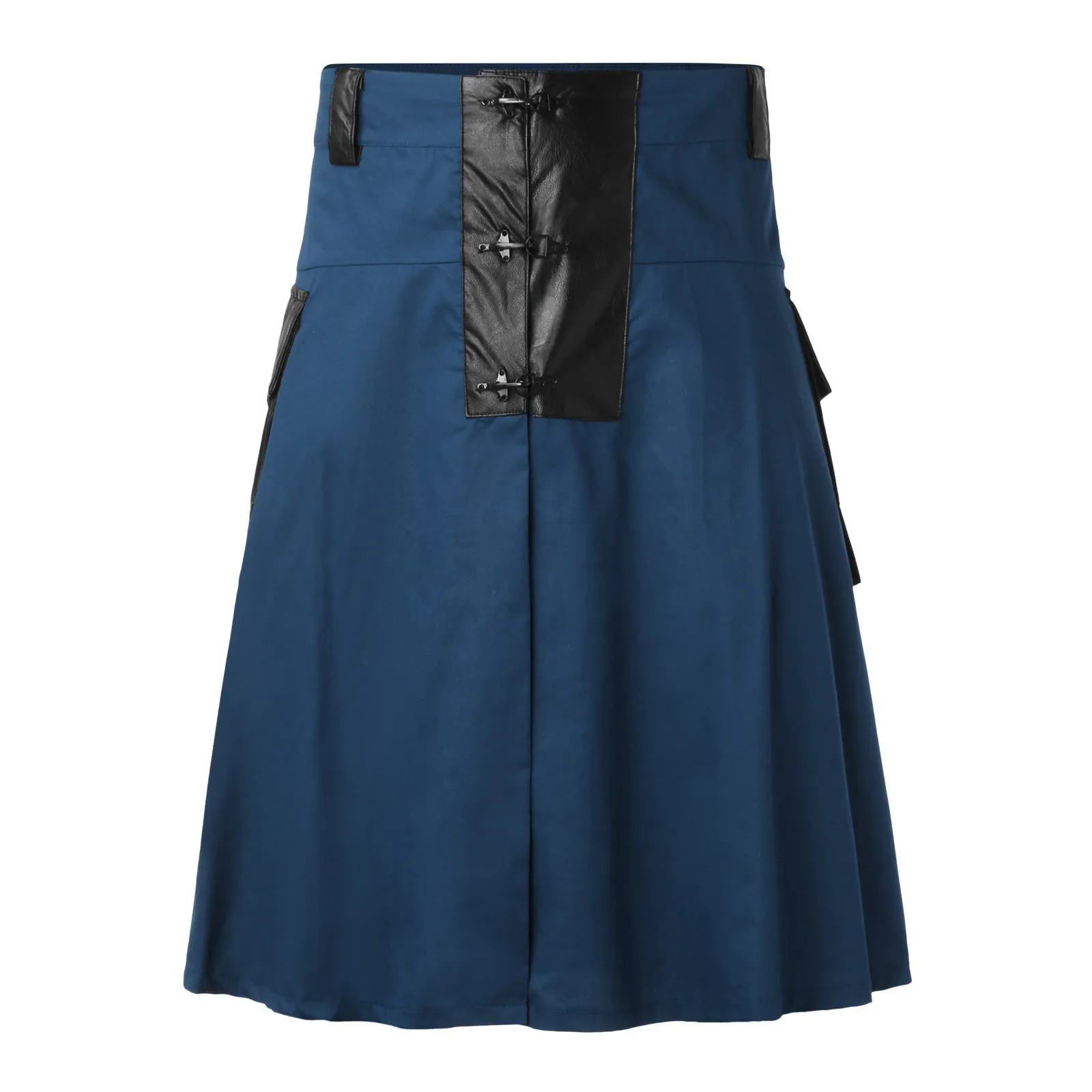 

Polyester Belted Side Slit Kilt Mid Waist A Line Skirts National Costume Men Dark Goth Hip Hop Punk Rock Scottish Skirts