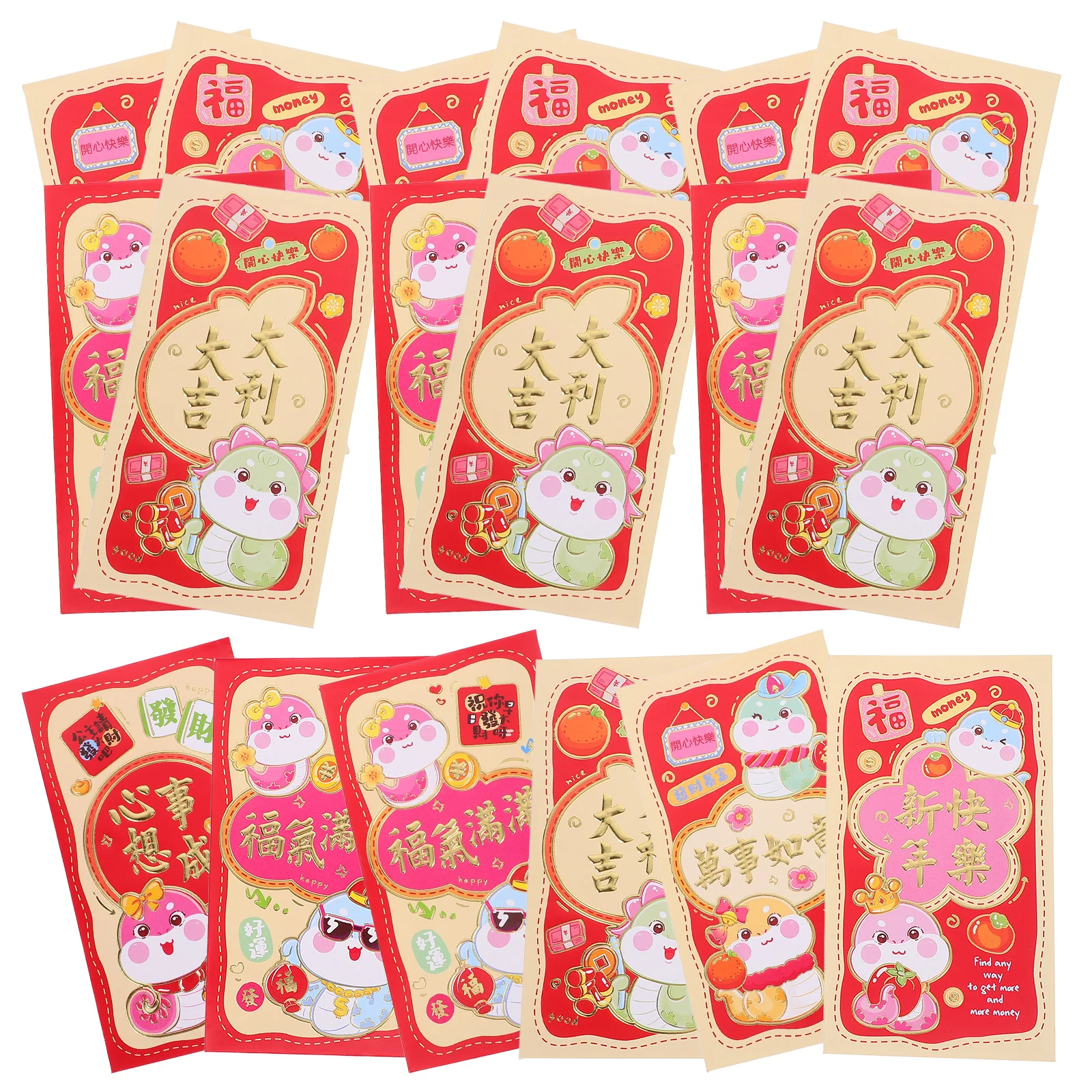 

30pcs Red Zodiac Snake Cartoon New Year Wedding Money Pockets Spring Festival Spring Festival Red Envelopes Gifts