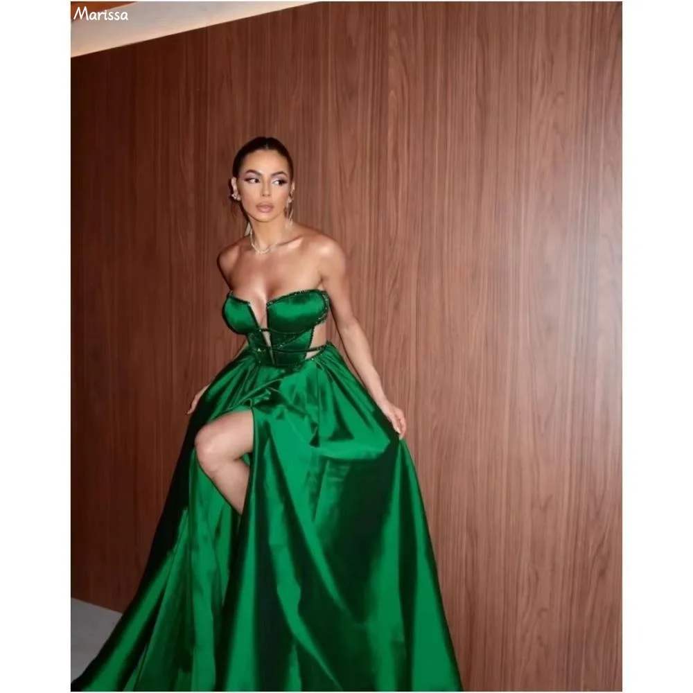 

Marissa Line A Gala Dress Зеленые вечерние платья Женские элегантные вечерние платья 2025 Бальные платья с открытыми плечами на заказ Женские выпускные платья