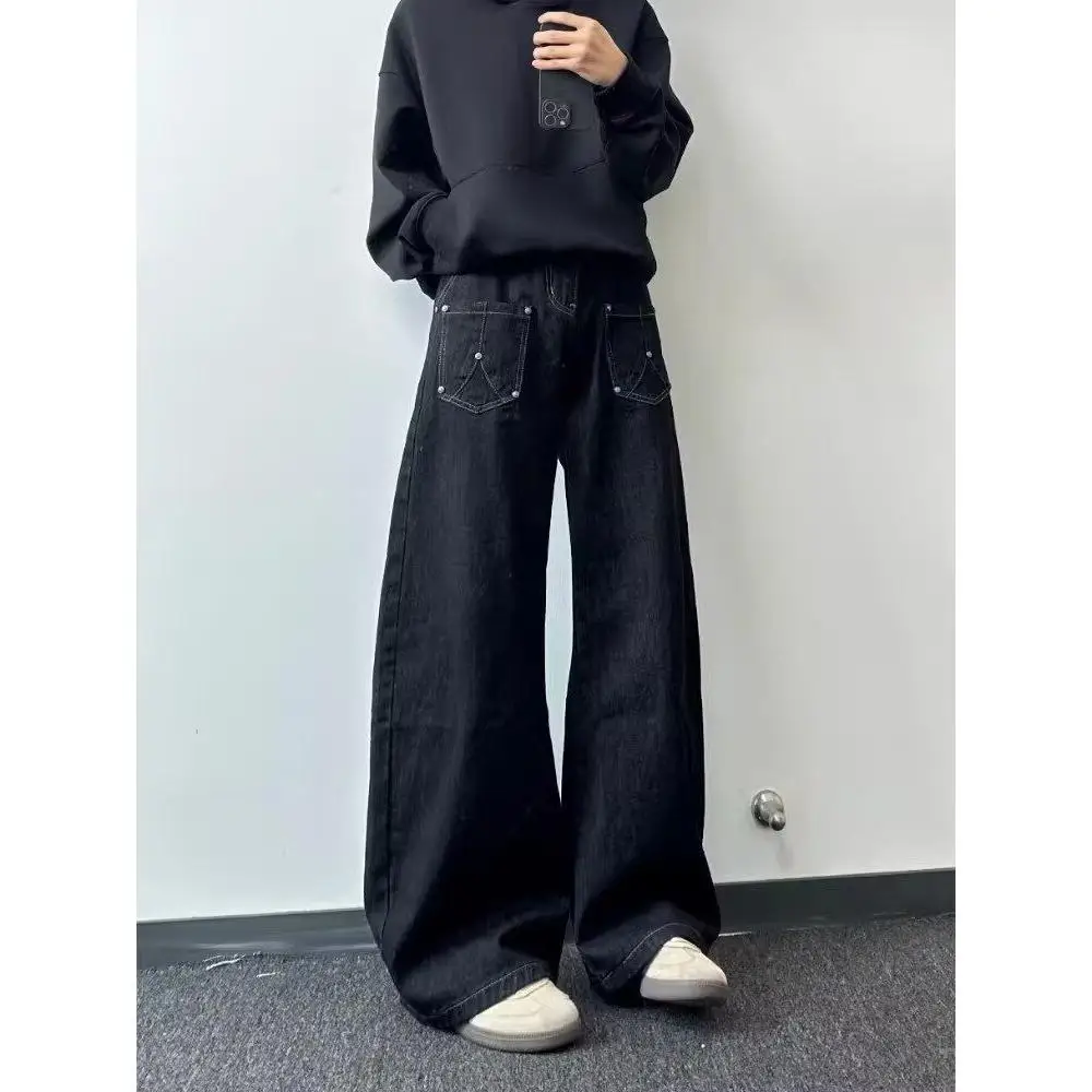 

American High Street Men's Slim Fit Jeans Bell Bottoms Vintage High Waist Straight Leg Wide Leg Pants Autumn Winter Style