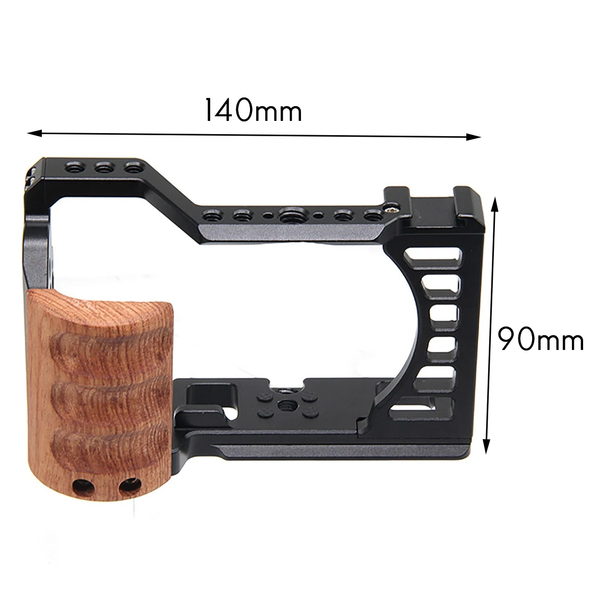 Camera Cage with Wooden Aluminum Alloy DSLR Camera Protective Cage Kit for Sony