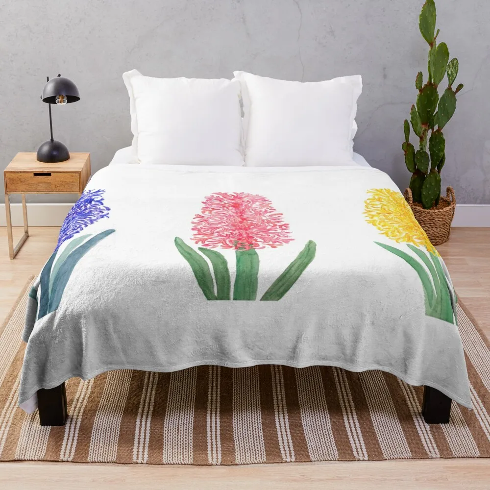 

colorful hyacinth watercolor Throw Blanket Beautifuls Extra Large Throw Hair Blankets For Baby Blankets