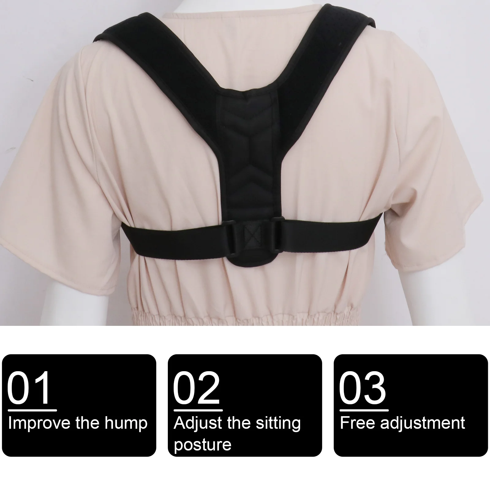 

Back Posture Correction Belt Premium Materials Durable Long Term Use Stretch Shoulders Back Avoid Diseases Promote Circulation