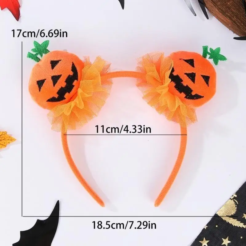 195E Diadema calabaza para fiesta infantil, aro para para fiesta temática Halloween, tocados para juegos rol,