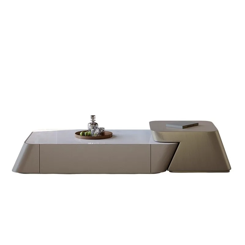 Italian light luxury, natural marble telescopic coffee table combination, modern simplicity, villa living room