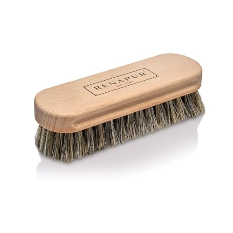 

Premium Horsehair Brush - Super-Soft Bristles with Ergonomic Wooden Handle, Perfect for Polishing Leather and Cleaning Suede or