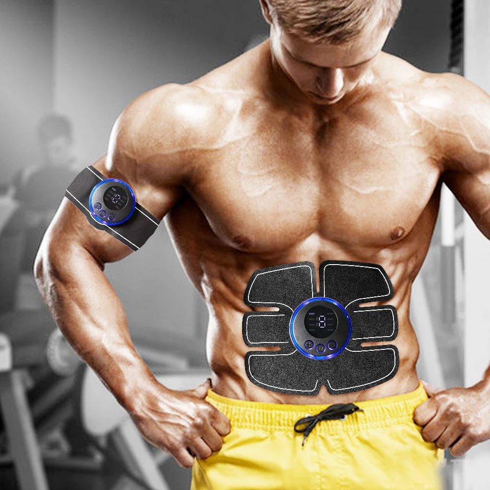 Abs Bodybuilding EMS Muscle Stimulators ABS Arm Training Patches Training Massage Muscle Exercise USB Charging Home Men