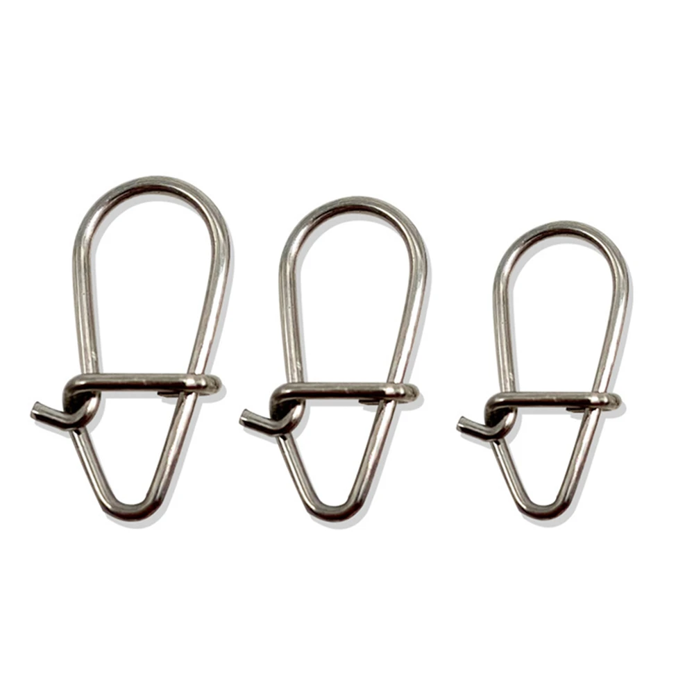 100 Uds. De calabaza de acero inoxidable, Clip de seguridad rápido, Pin de bloqueo, fuerte tirón, anzuelo, conector de señuelo, accesorios de Pesca - imagen 4