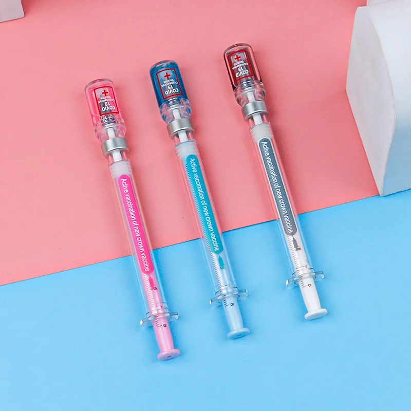 3 Piece Lytwtw\'s Creative Novelty Syringe Peculiar Shape Cute Stationery 0.5 mm School Office Supplies Gel Pen