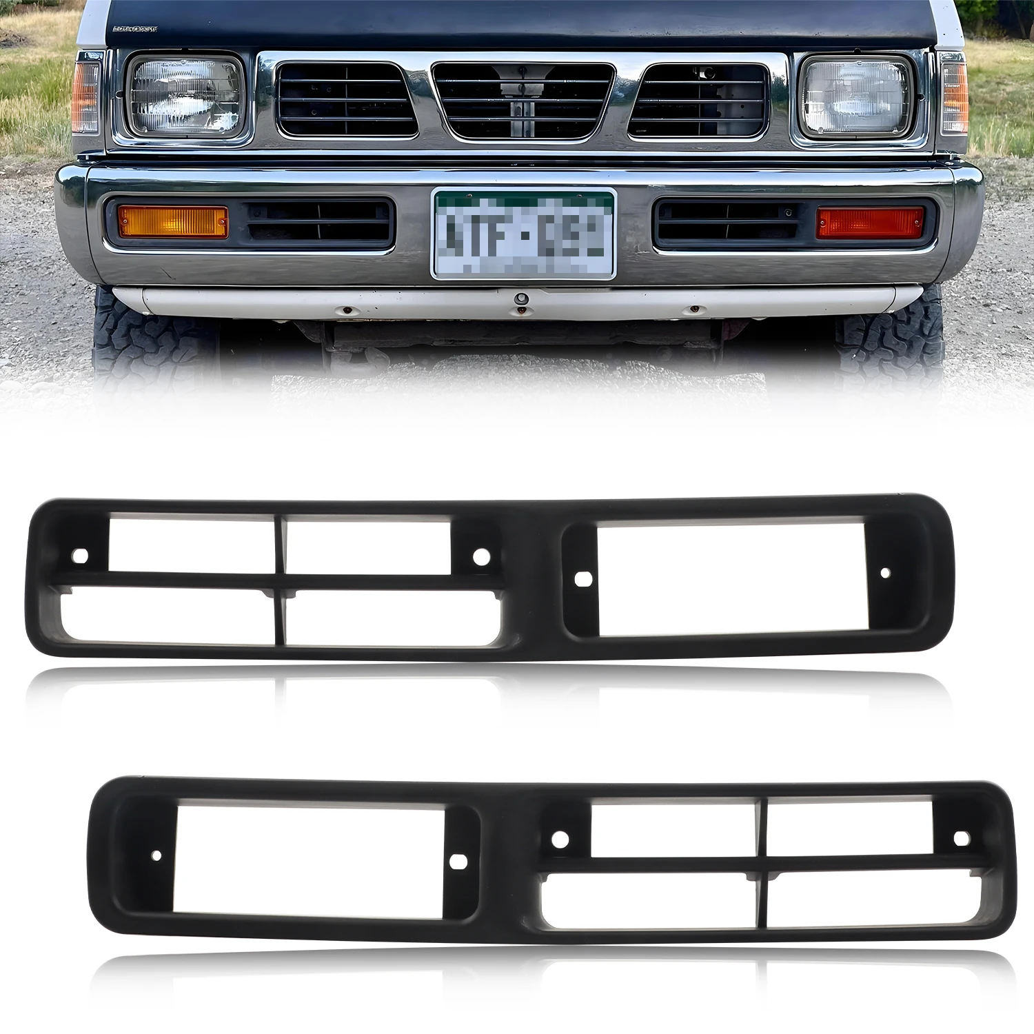 

2X For 1993-1994 Nissan D21 1994-1995 Nissan Pathfinder 1995-1997 Nissan Pickup Front Bumper Fog Light Trim Set Grille Cover